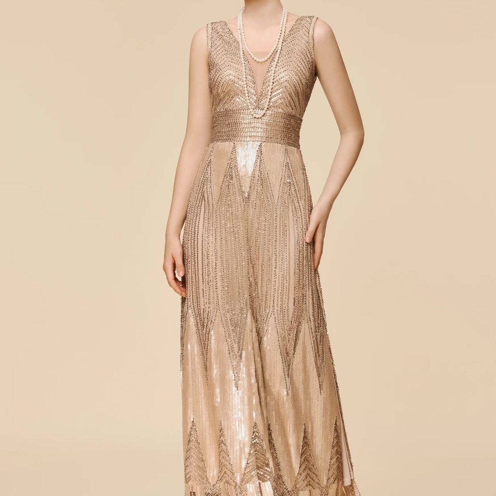 Glamorous Gold Maxi Dress Gatsby